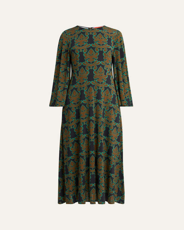 Sorella Printed Bell-Sleeve Midi Dress